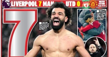 محمد صلاح القياسي وسباعية ليفربول فى مرمى يونايتد على رأس عناوين صحف إنجلترا